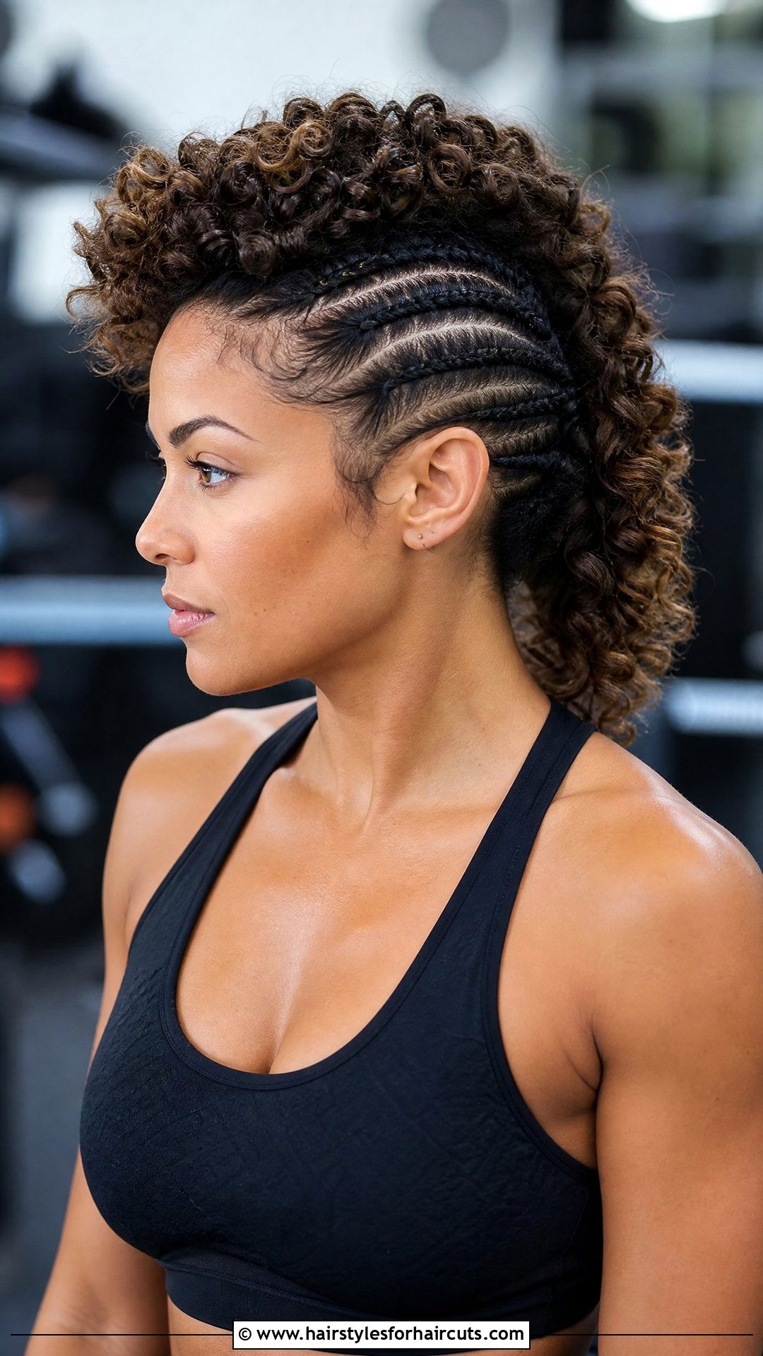 Mohawk Braid With Curly Ends - 25 workout hairstyles for black hair - 25 workout hairstyles for black hair