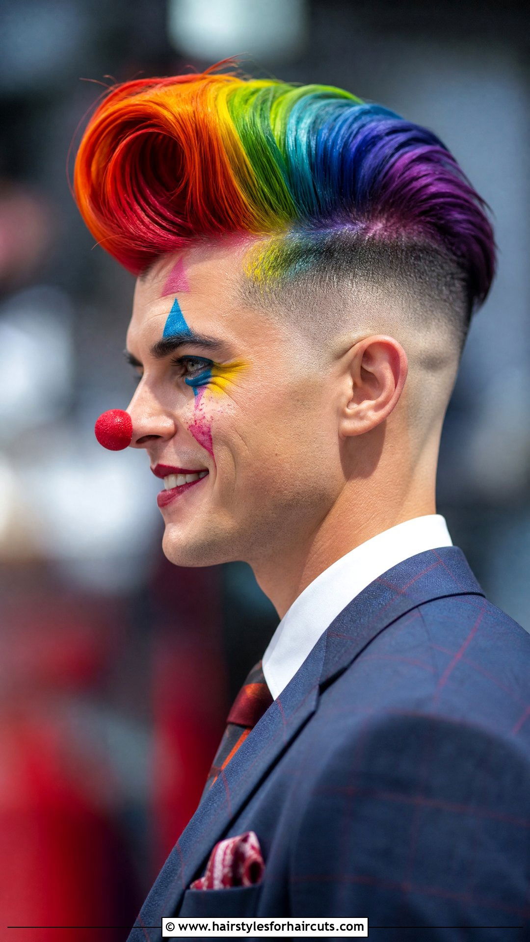 Multi Colored Clown Pompadour - 25 clown haircuts - 25 clown haircuts
