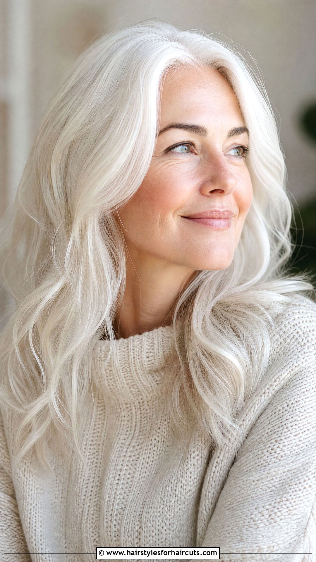 Natural White Waves - 25 women hairstyles over 60 - 25 women hairstyles over 60