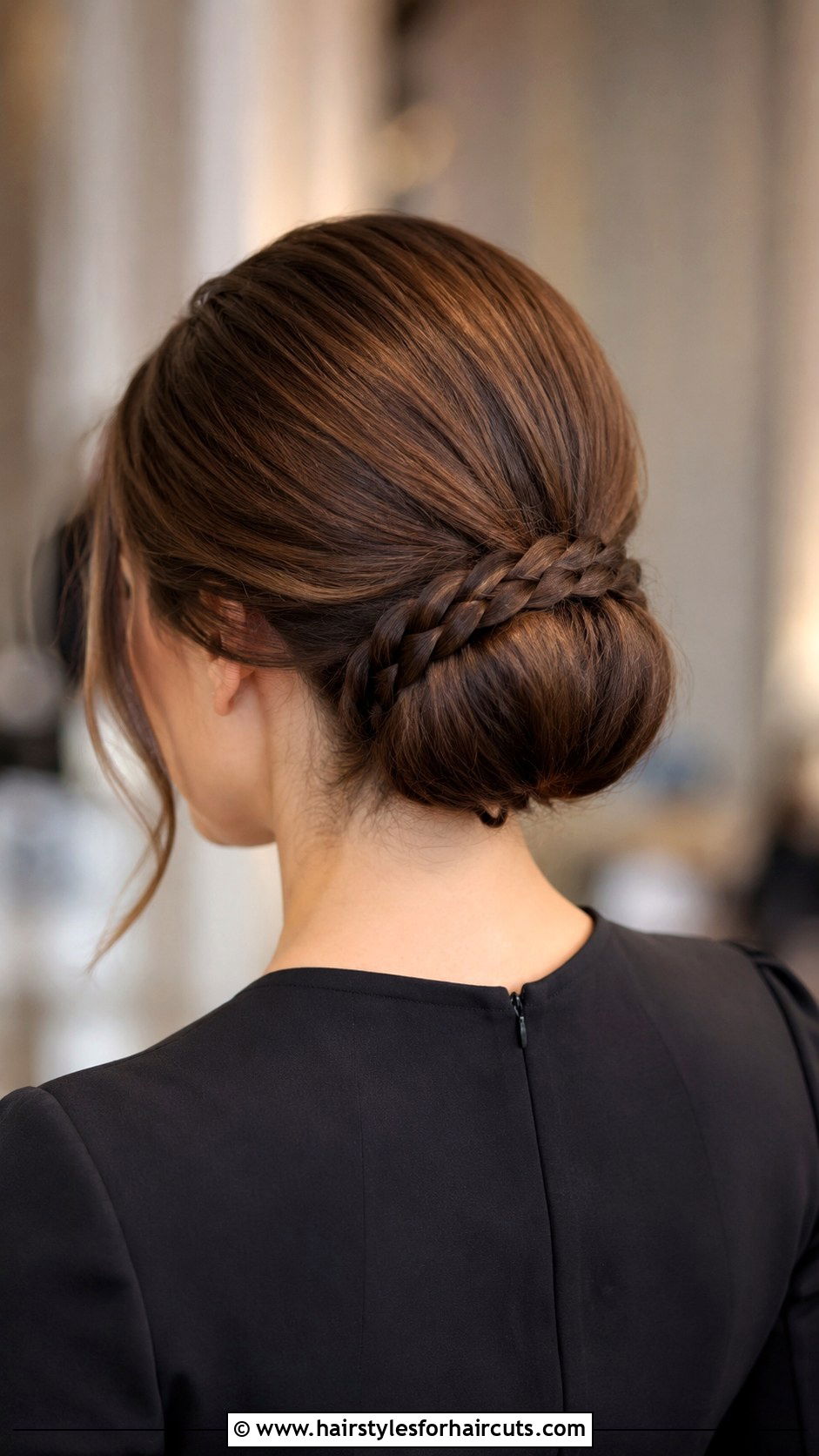 Neat Low Chignon With Braid - 25 funeral hairstyles - 25 funeral hairstyles