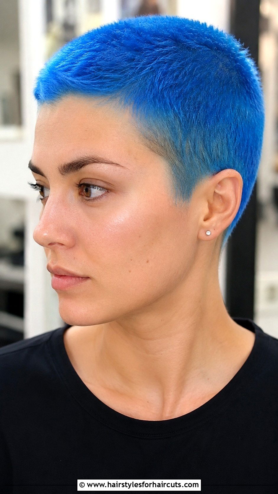 Neon Blue Buzz Cut - 25 neon hairstyles - 25 neon hairstyles