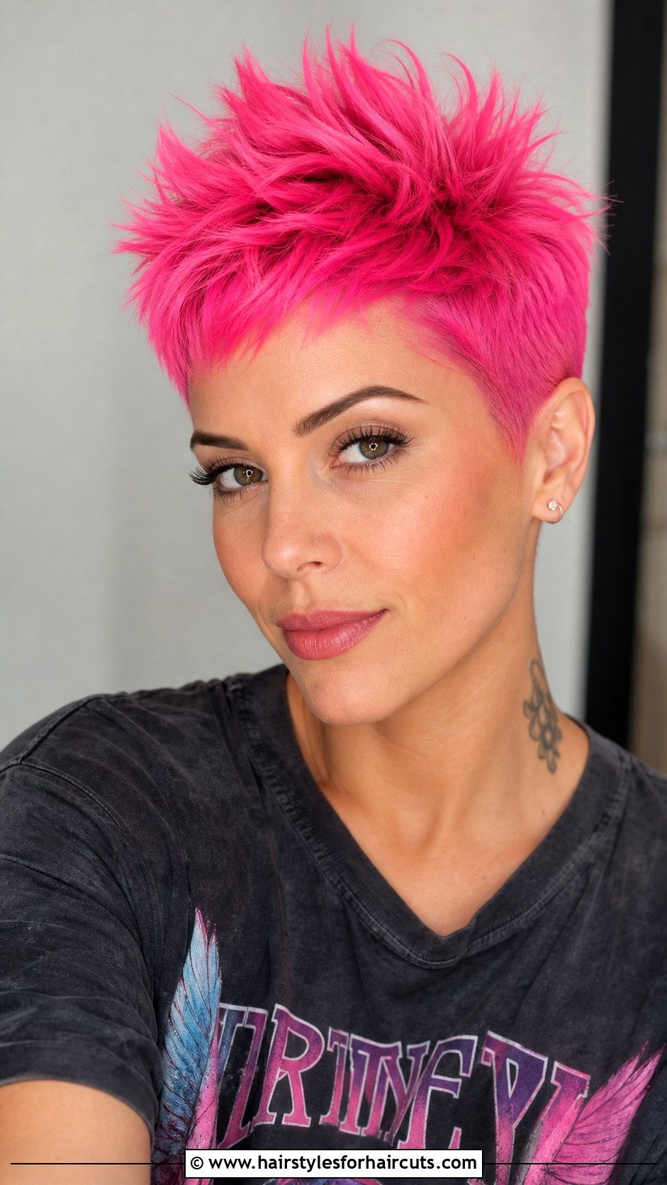 Neon Pink Spiky Pixie - 25 pink haircuts - 25 pink haircuts