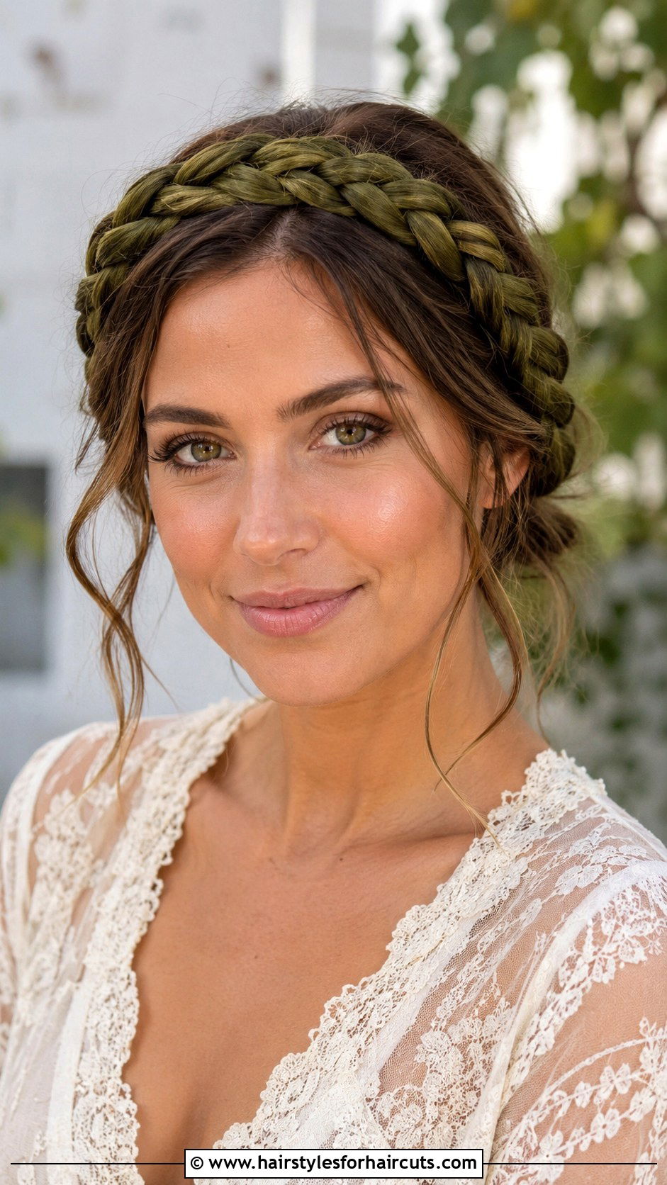 Olive Green Braided Crown - 25 green hairstyles - 25 green hairstyles