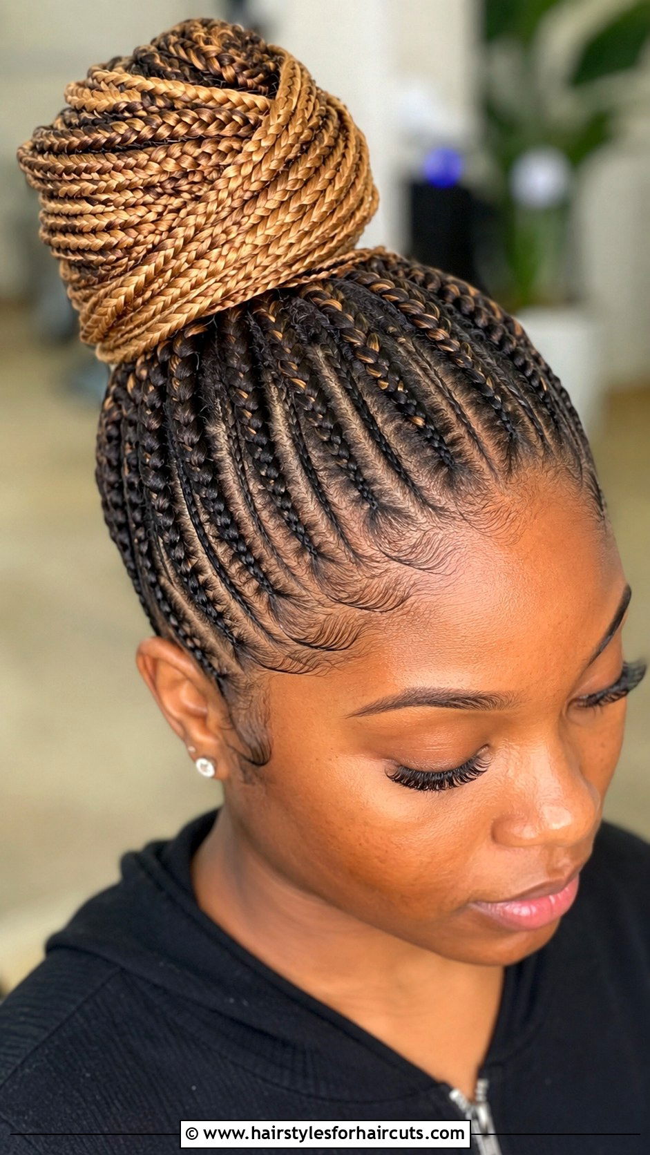 Ombre Braided Ponytail Bun - 25 braided ponytail bun hairstyles for black hair - 25 braided ponytail bun hairstyles for black hair