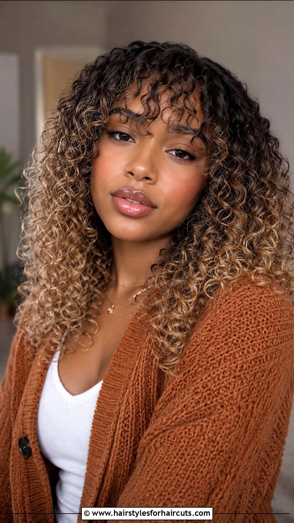 Ombre Curly Crochet With Wispy Bangs - 25 curly crochet hairstyles with bangs - 25 curly crochet hairstyles with bangs