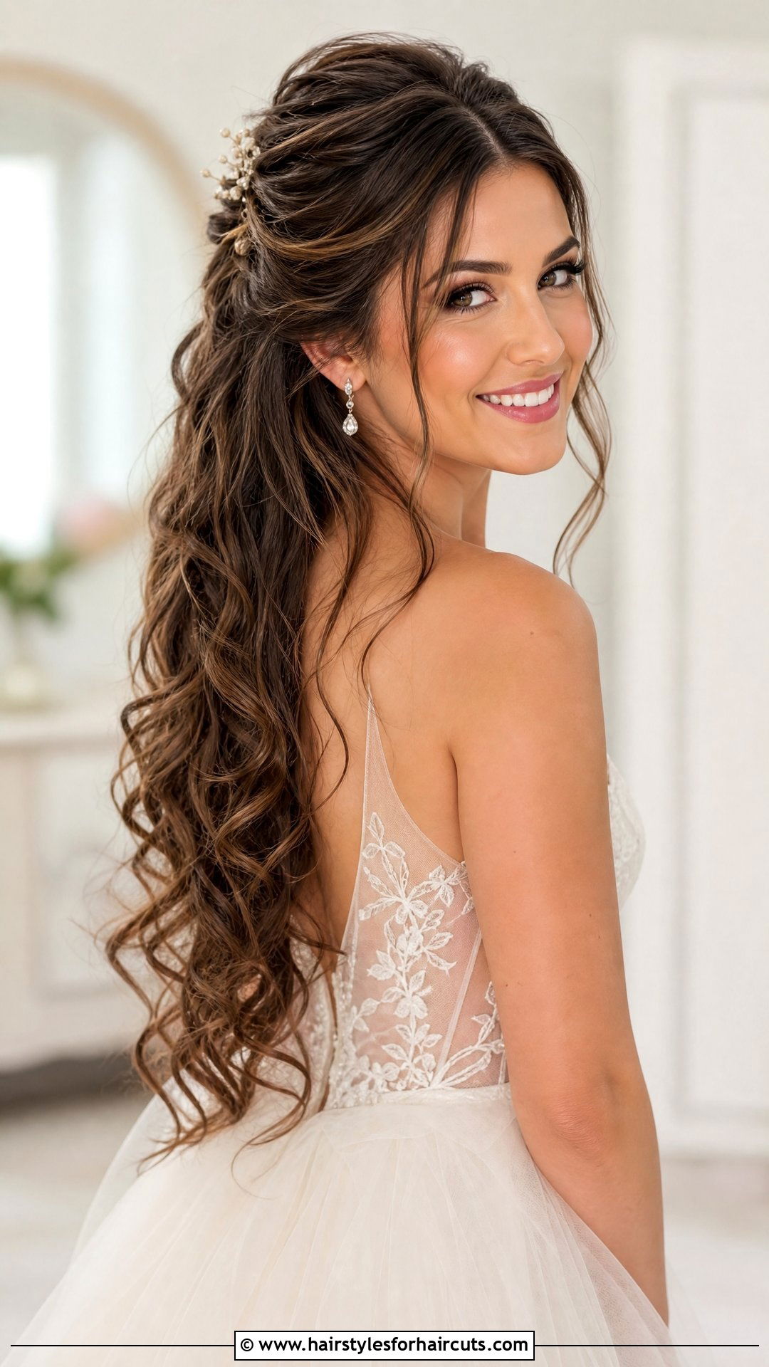 Open Hair Half Up Half Down Curls Wedding - 25 open hair hairstyles for wedding - 25 open hair hairstyles for wedding