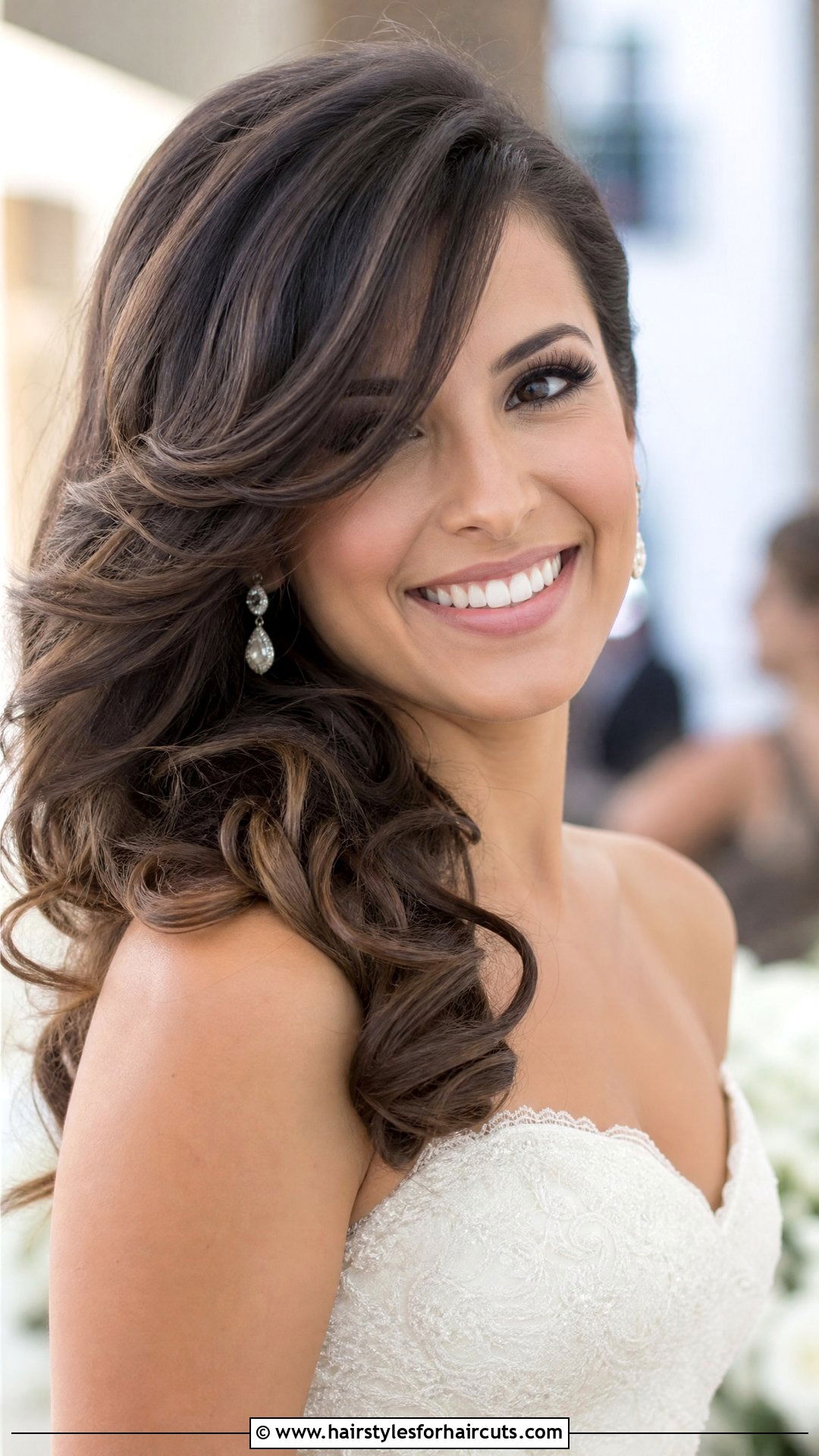 Open Hair Sideswept Bangs With Blowout Wedding - 25 open hair hairstyles for wedding - 25 open hair hairstyles for wedding
