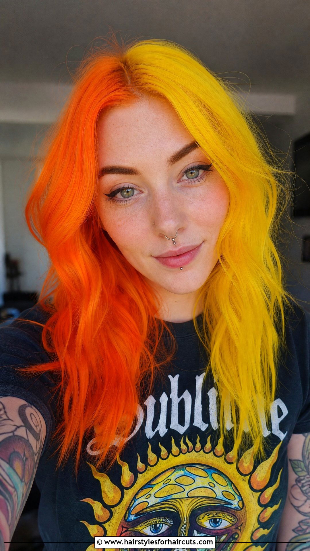 Orange And Yellow Split Dye Hair - 25 fire hairstyles - 25 fire hairstyles