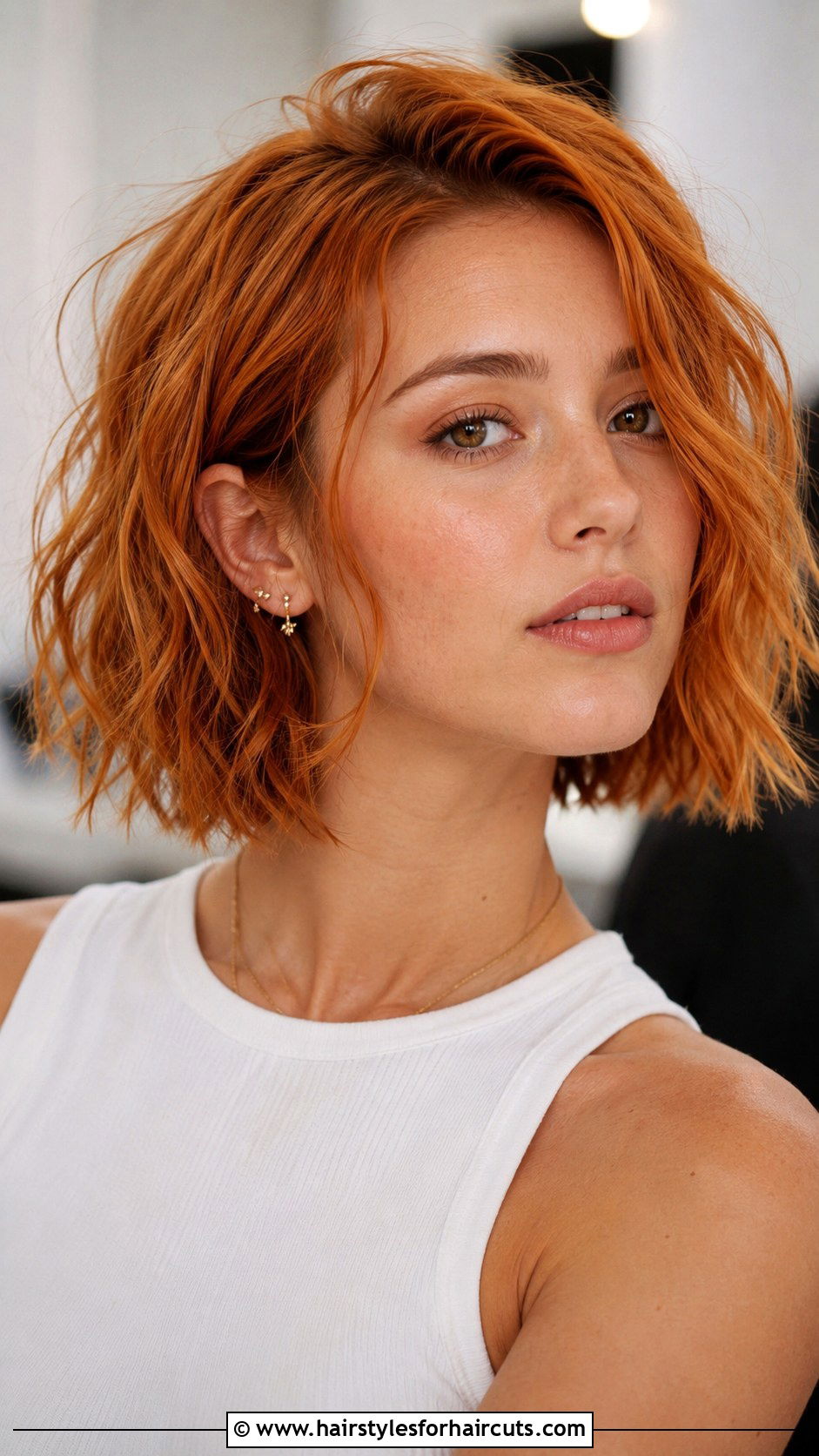 Orange Textured Lob - 25 orange hairstyles - 25 orange hairstyles
