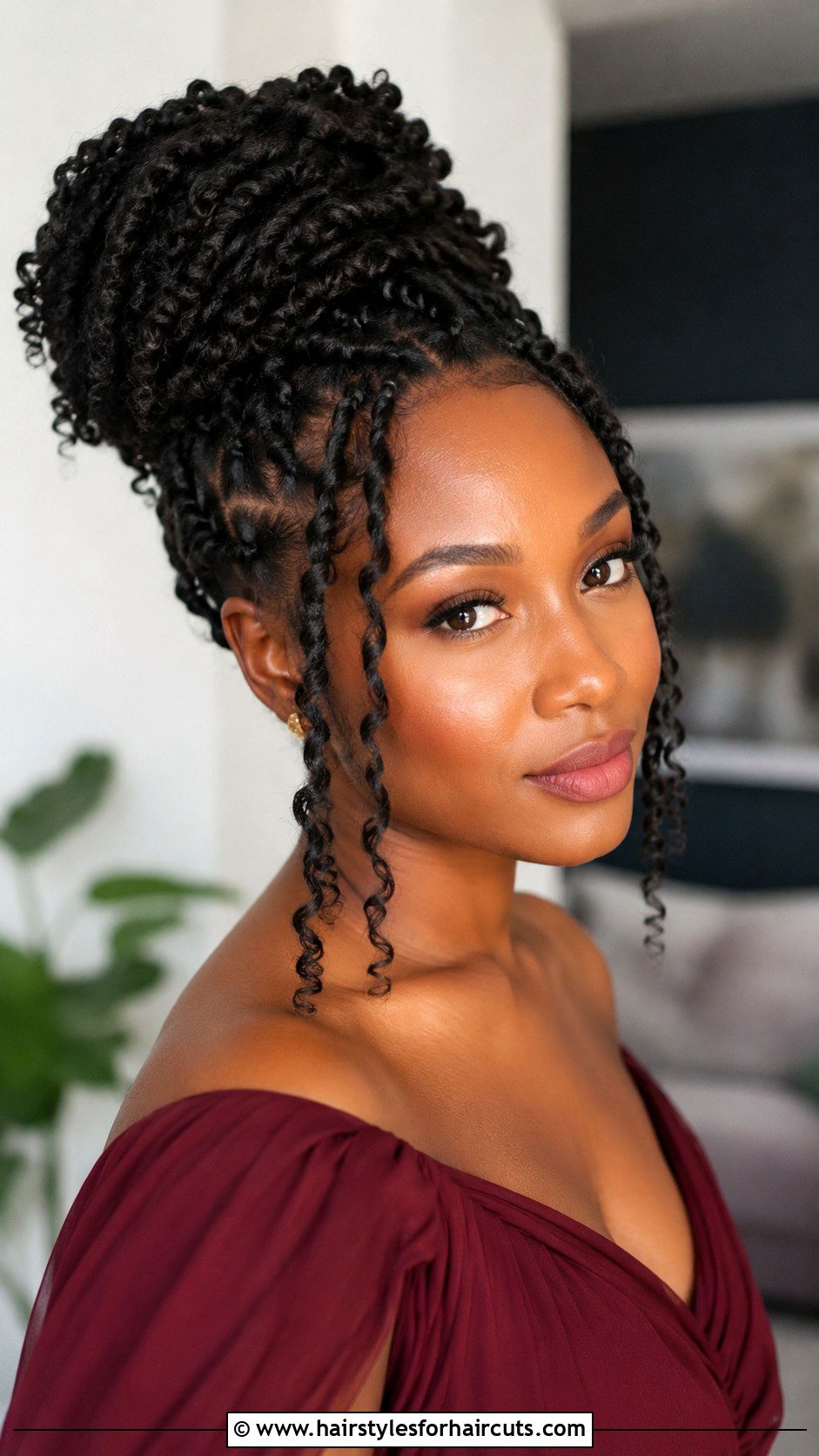 Passion Twists Updo - 25 gala hairstyles for black hair - 25 gala hairstyles for black hair