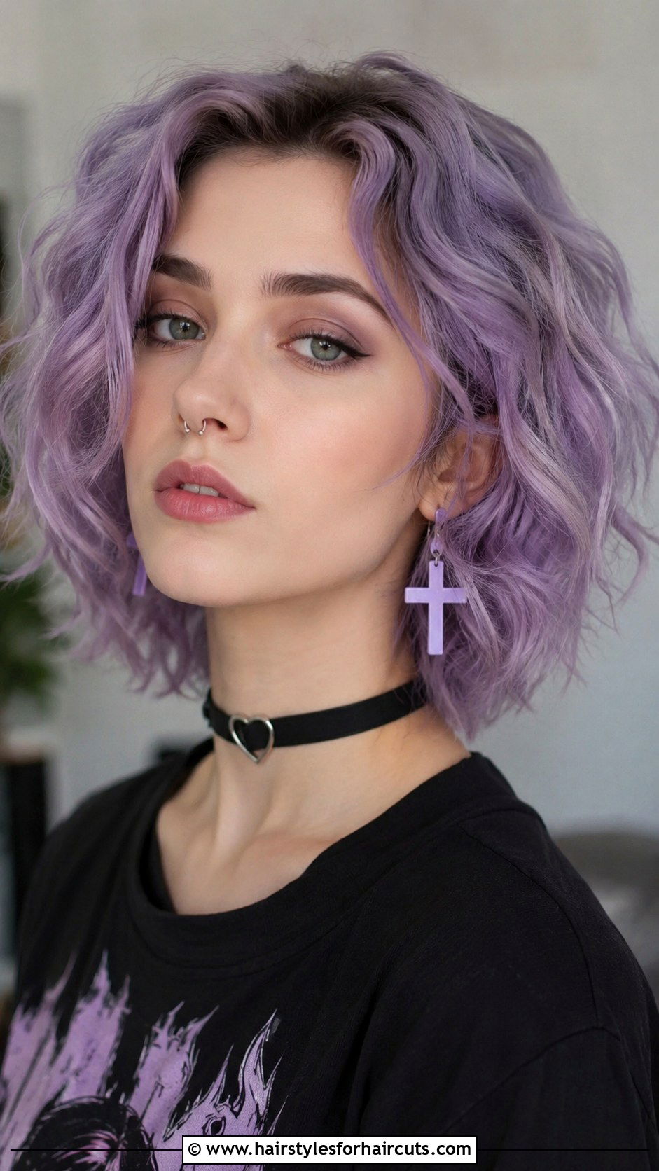 Pastel Goth Wavy Bob - 25 goth hairstyles - 25 goth hairstyles