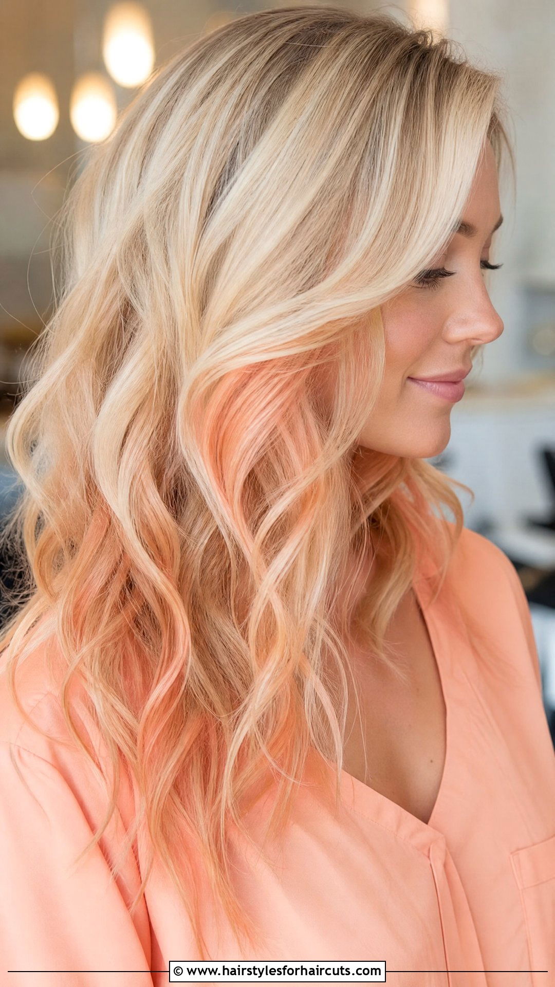 Peach Halo Underlights On Blonde Hair - 25 halo hairstyles color - 25 halo hairstyles color