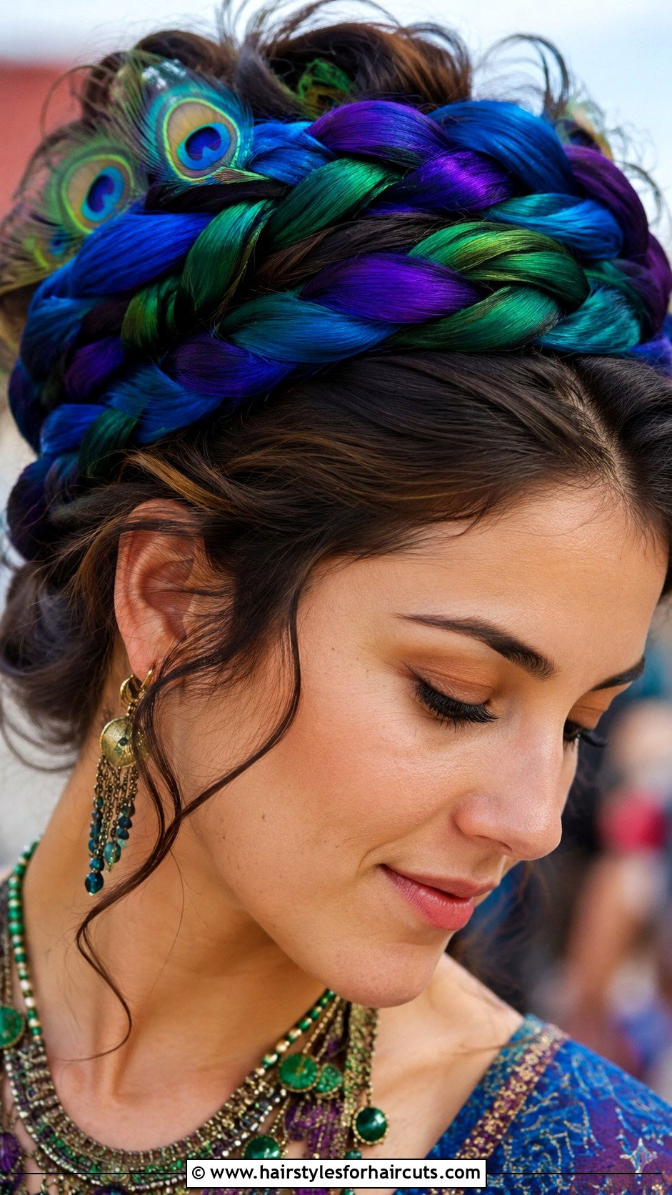 Peacock Inspired Braided Crown - 25 peacock hairstyles - 25 peacock hairstyles