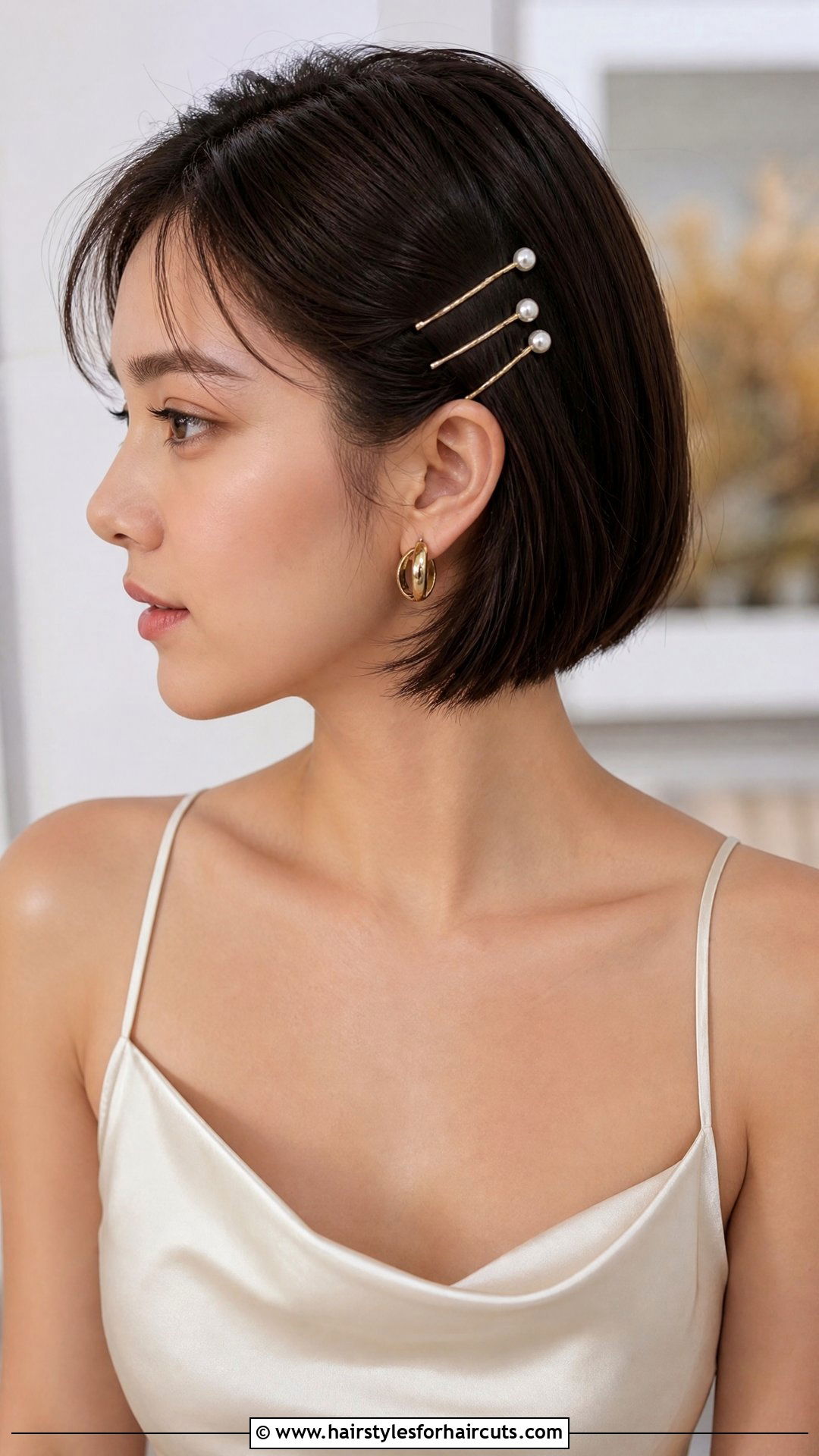 Pearl Pin Short Bob - 25 wedding hairstyles for short bob - 25 wedding hairstyles for short bob