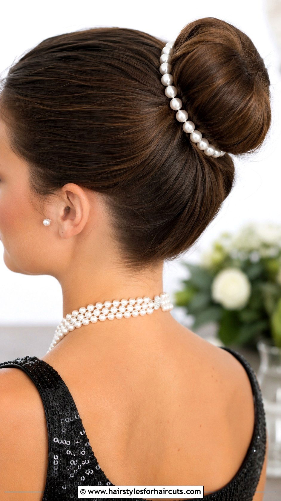 Pearl Strand Hair Wrap Bun - 25 hair wrap hairstyles - 25 hair wrap hairstyles