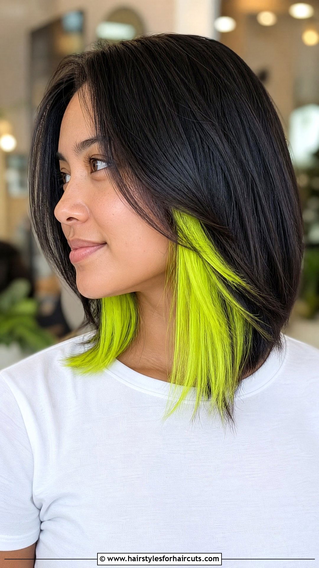 Peekaboo Highlight Lob - 25 edgy funky hairstyles for medium length hair - 25 edgy funky hairstyles for medium length hair