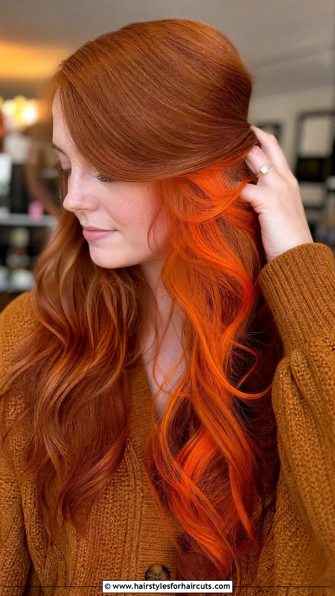 Peekaboo Orange Under Ginger Hair - 25 peekaboo hairstyles - 25 peekaboo hairstyles