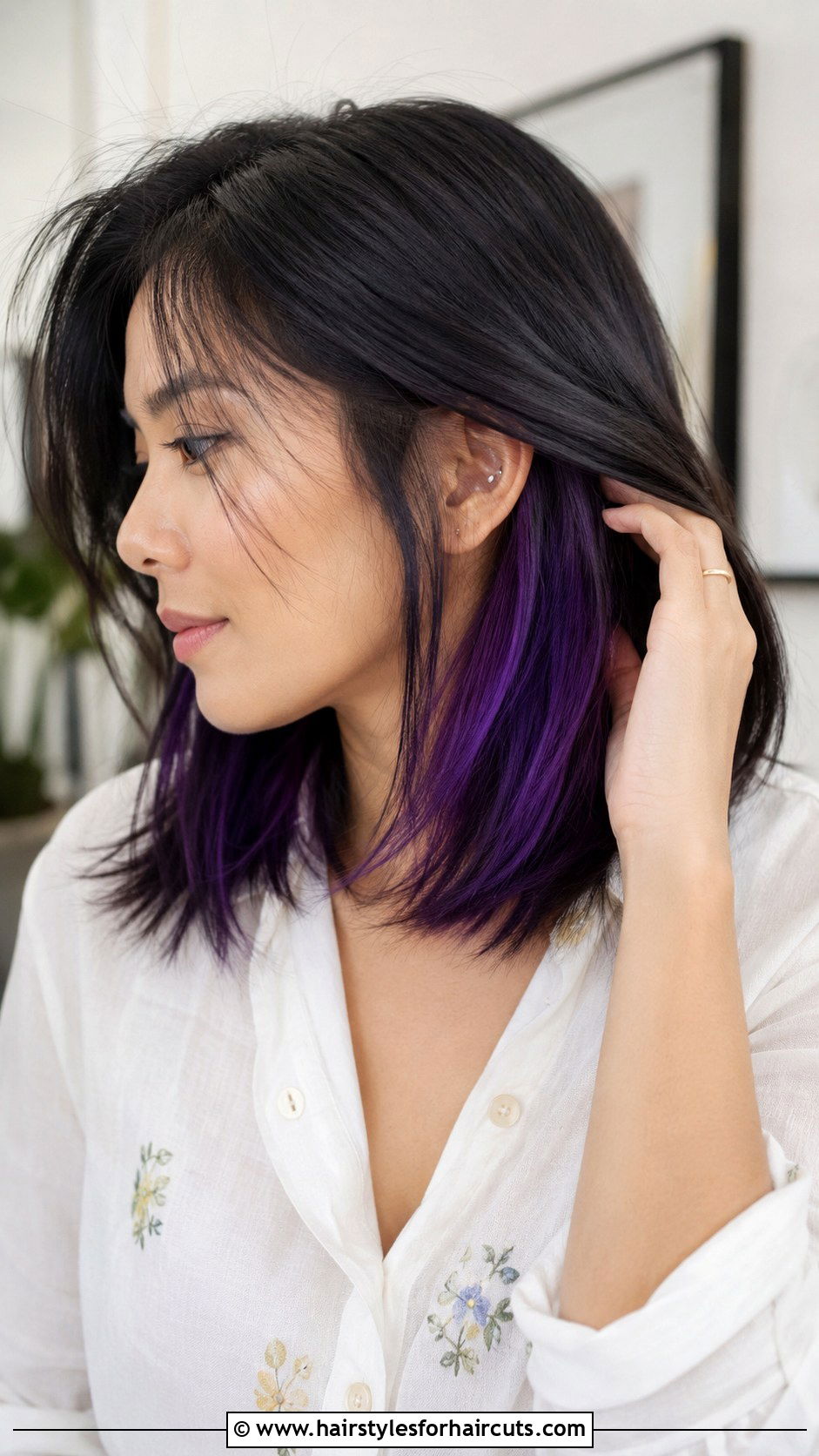 Peekaboo Purple Long Bob - 25 dyed hairstyles - 25 dyed hairstyles