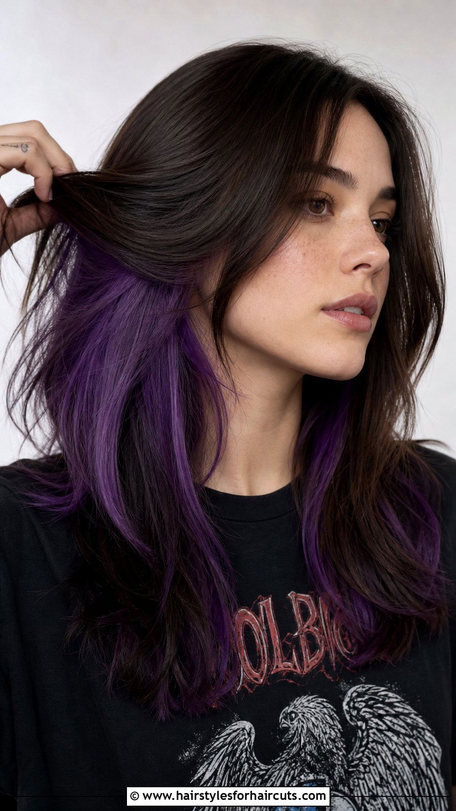 Peekaboo Purple Underneath Hair - 25 dye hairstyles - 25 dye hairstyles