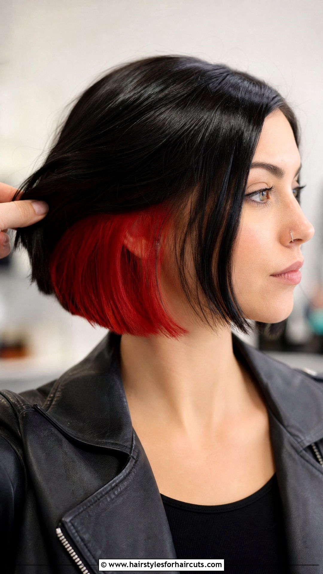 Peekaboo Red Underneath Black Hair - 25 peekaboo hairstyles - 25 peekaboo hairstyles