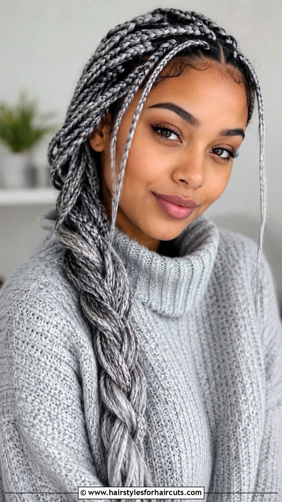 Peppermint Gray Braided Hair - 25 gray hairstyles for young woman - 25 gray hairstyles for young woman