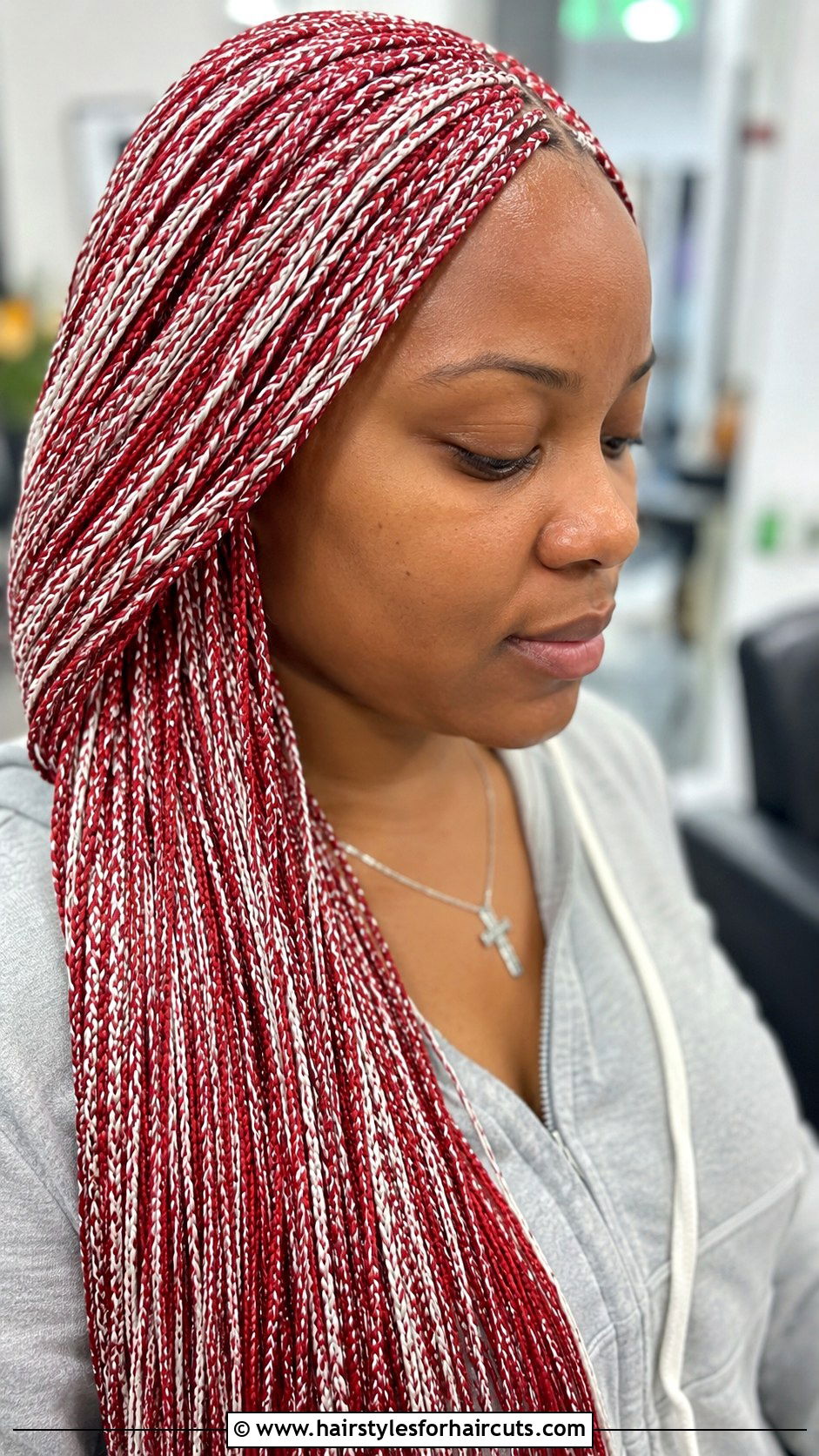 Peppermint Striped Micro Braids - 25 candy cane hairstyles - 25 candy cane hairstyles
