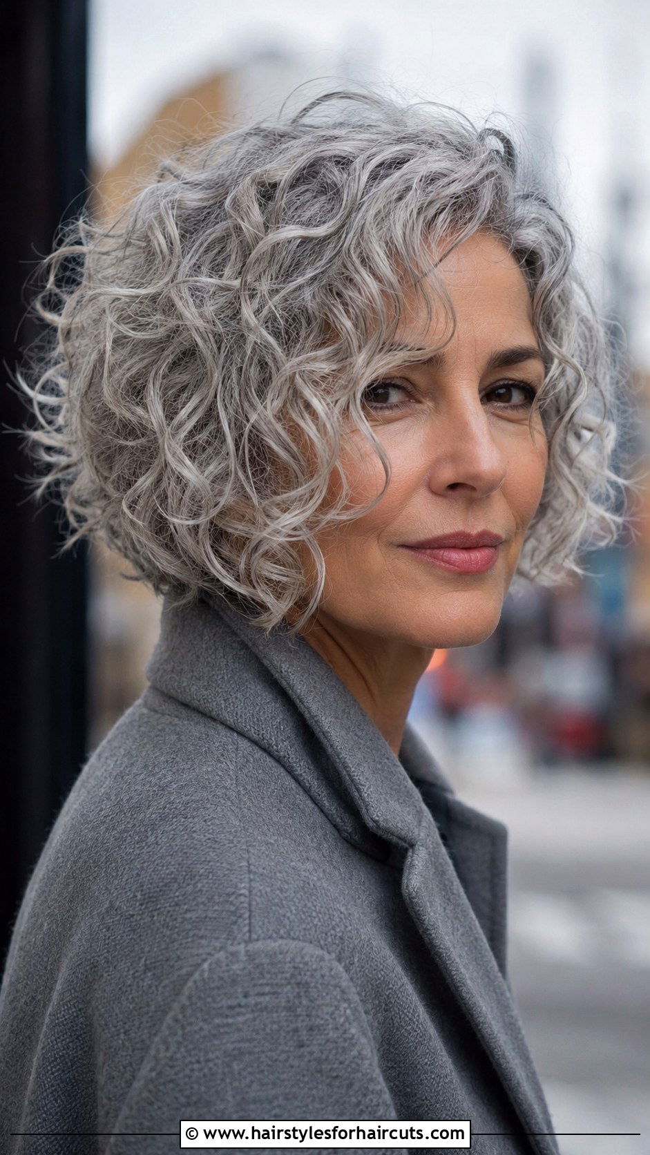 Piecey Curly Grey Bob - 25 choppy short curly hairstyles for grey hair - 25 choppy short curly hairstyles for grey hair