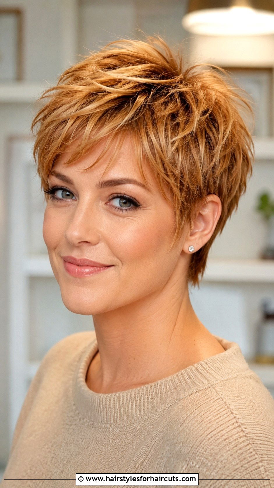 Piecey Pixie With Warm Toner - 25 cute fall hairstyles for short hair - 25 cute fall hairstyles for short hair
