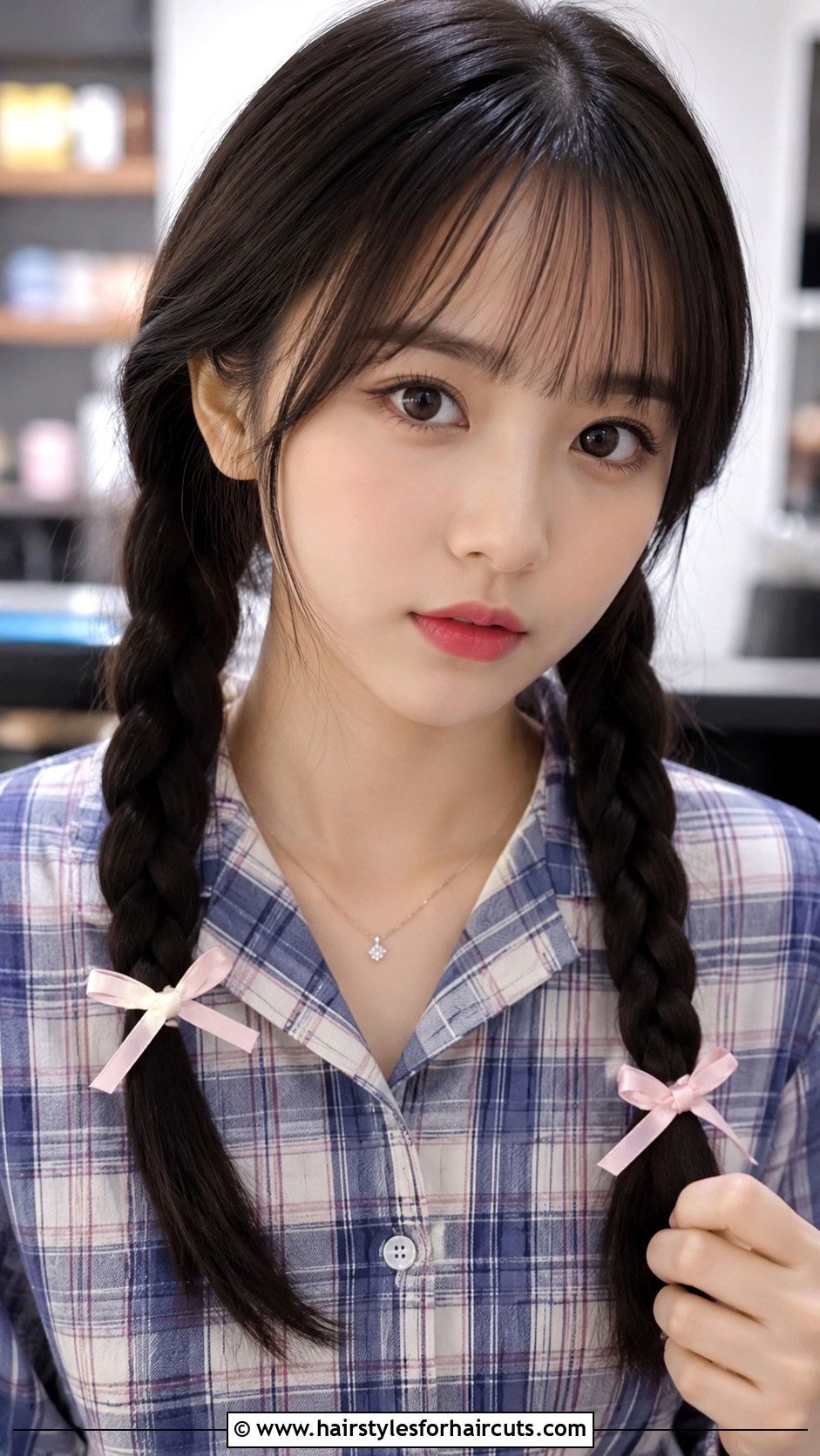 Pigtail Braids With Ribbons - 25 cute hairstyles for school straight hair - 25 cute hairstyles for school straight hair