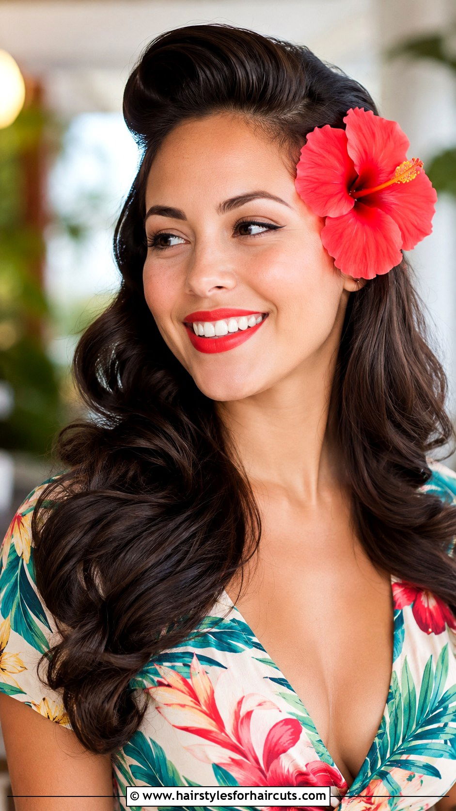 Pin Up Long Hair With Flower Accessory - 25 long hair pin up hairstyles - 25 long hair pin up hairstyles