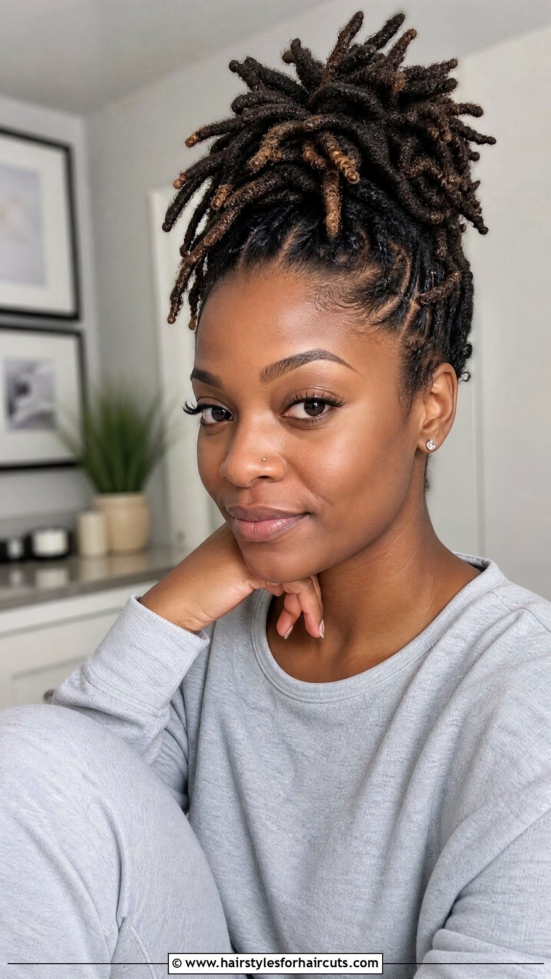 Pineapple Updo Short Locs - 25 hairstyles for short locs - 25 hairstyles for short locs