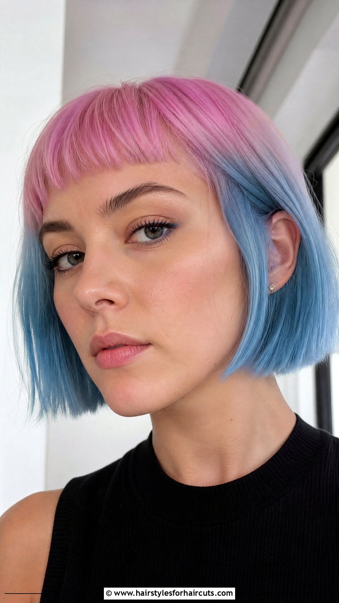 Pink And Blue Micro Bangs Bob - 25 pink and blue hairstyles - 25 pink and blue hairstyles