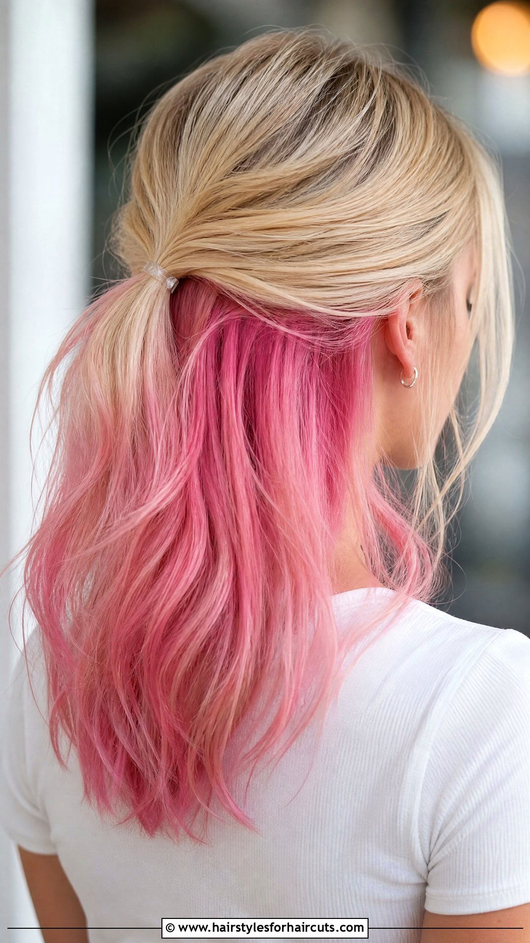 Pink Halo Underlights On Blonde Hair - 25 halo hairstyles color - 25 halo hairstyles color