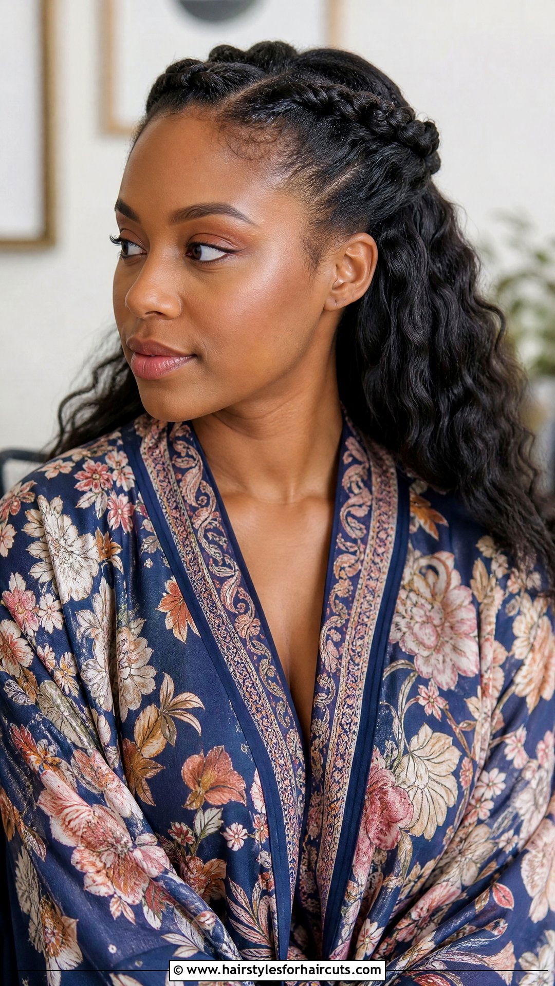 Pinned Back Front With Long Flowing Hair - 25 kimono hairstyles for long hair - 25 kimono hairstyles for long hair