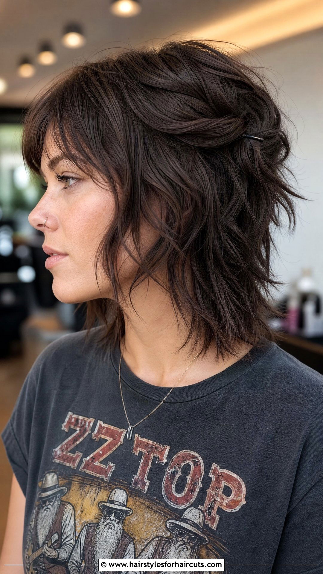 Pinned Back Shag Haircut - 25 haircuts off - 25 haircuts off