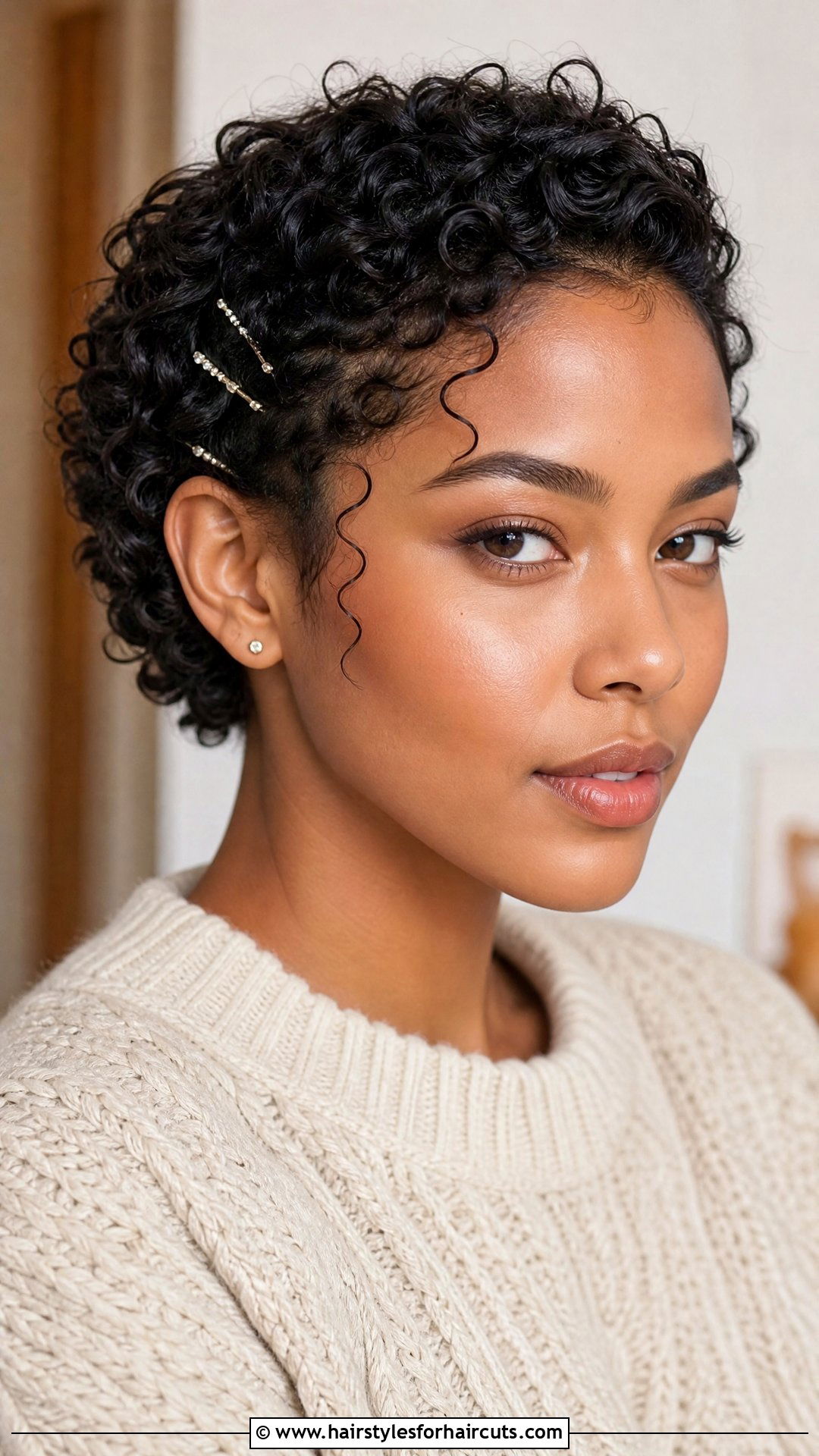 Pinned Back Short Curls - 25 hairstyles ideas for short curly hair - 25 hairstyles ideas for short curly hair