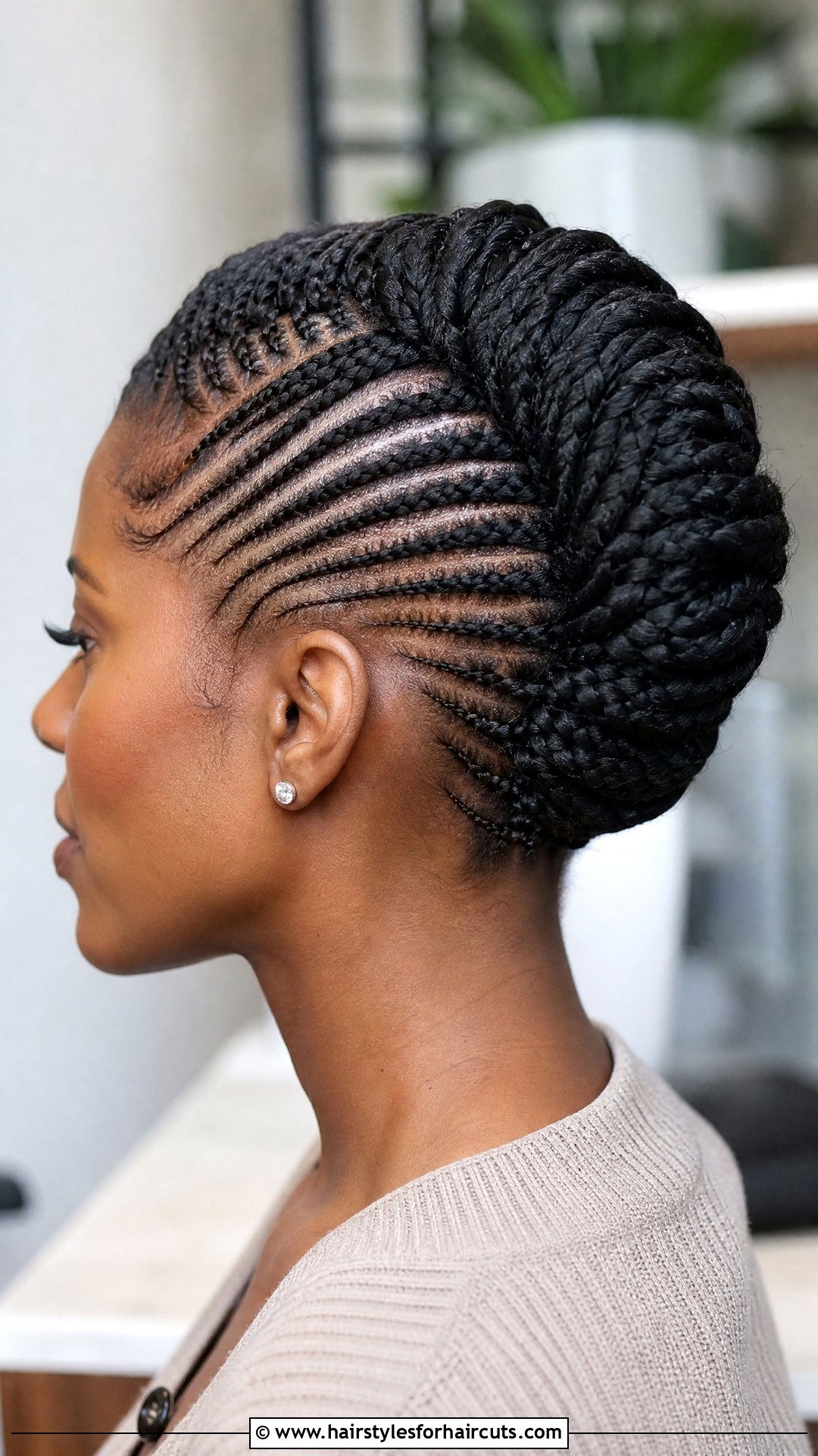 Pinned Cornrow Bob Updo - 25 cornrow updo hairstyles for black hair - 25 cornrow updo hairstyles for black hair