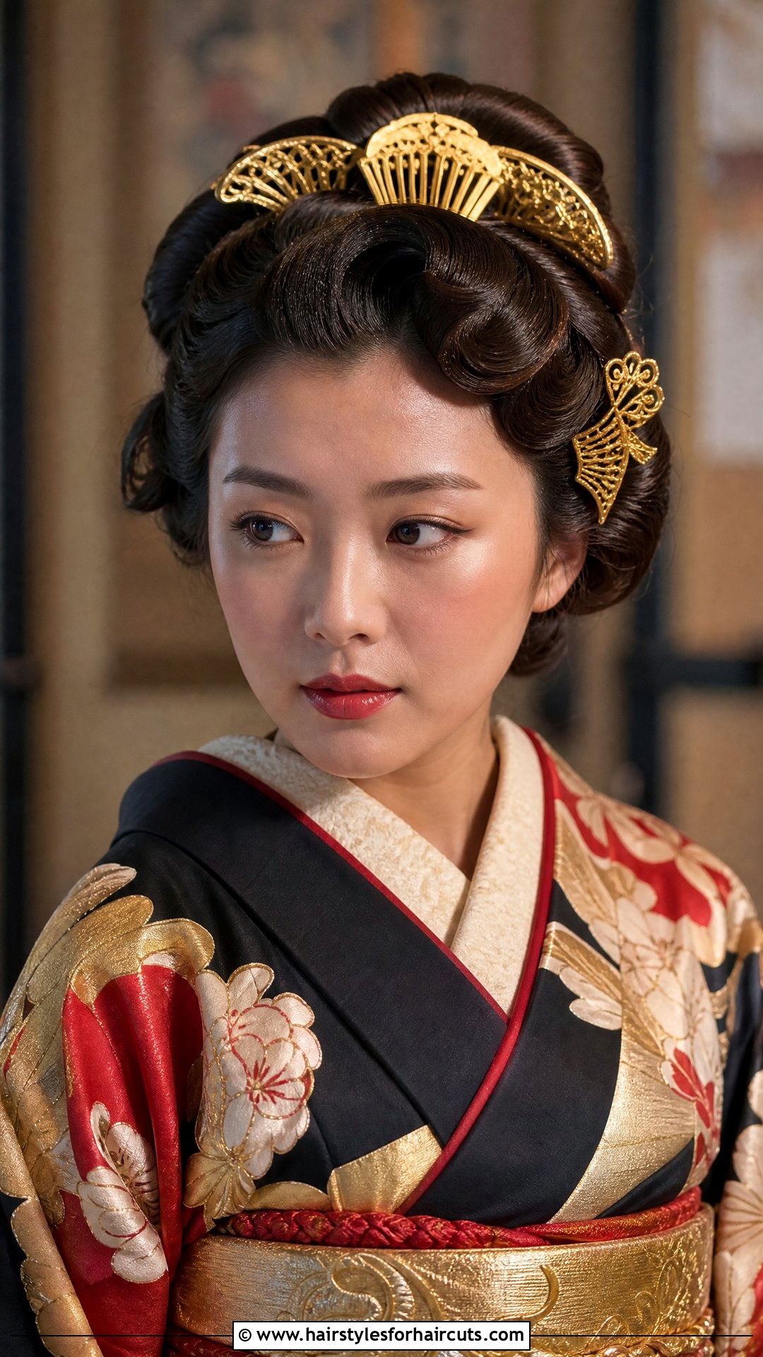 Pinned Curls With Combs Kimono - 25 kimono hairstyles - 25 kimono hairstyles