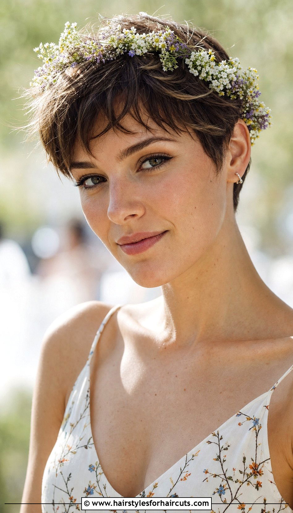 Pixie Cut With Floral Crown - 25 short hair fairy hairstyles - 25 short hair fairy hairstyles