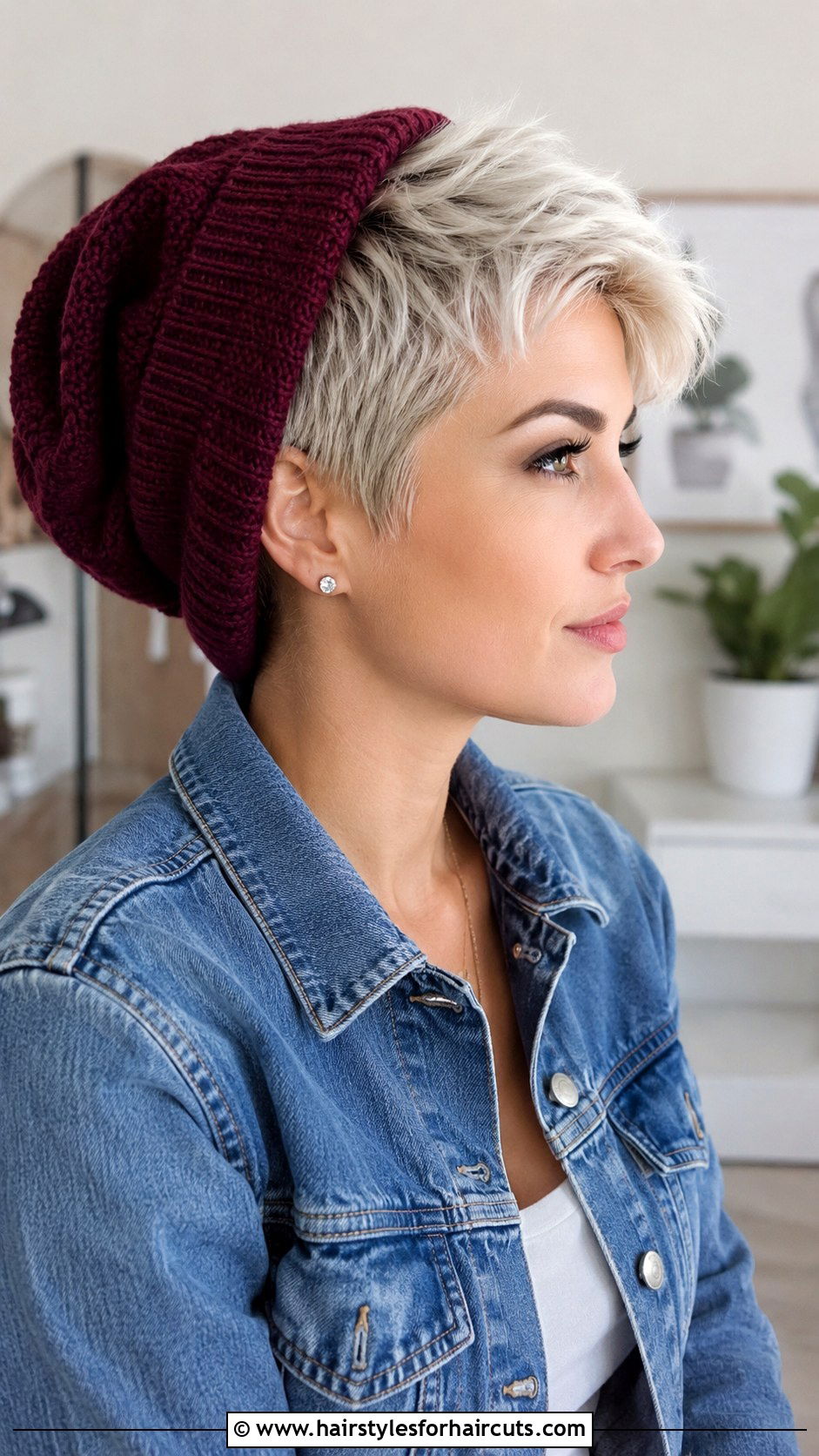 Pixie Cut With Slouchy Beanie - 25 beanie hairstyles for short hair - 25 beanie hairstyles for short hair