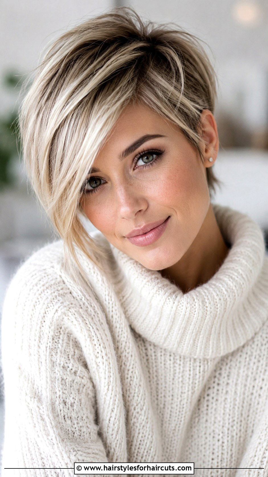 Pixie With Side Swept Bangs - 25 haircuts for female thinning hair - 25 haircuts for female thinning hair