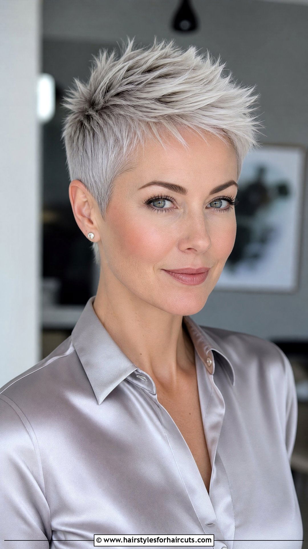 Platinum Gray Pixie - 25 women gray hairstyles - 25 women gray hairstyles