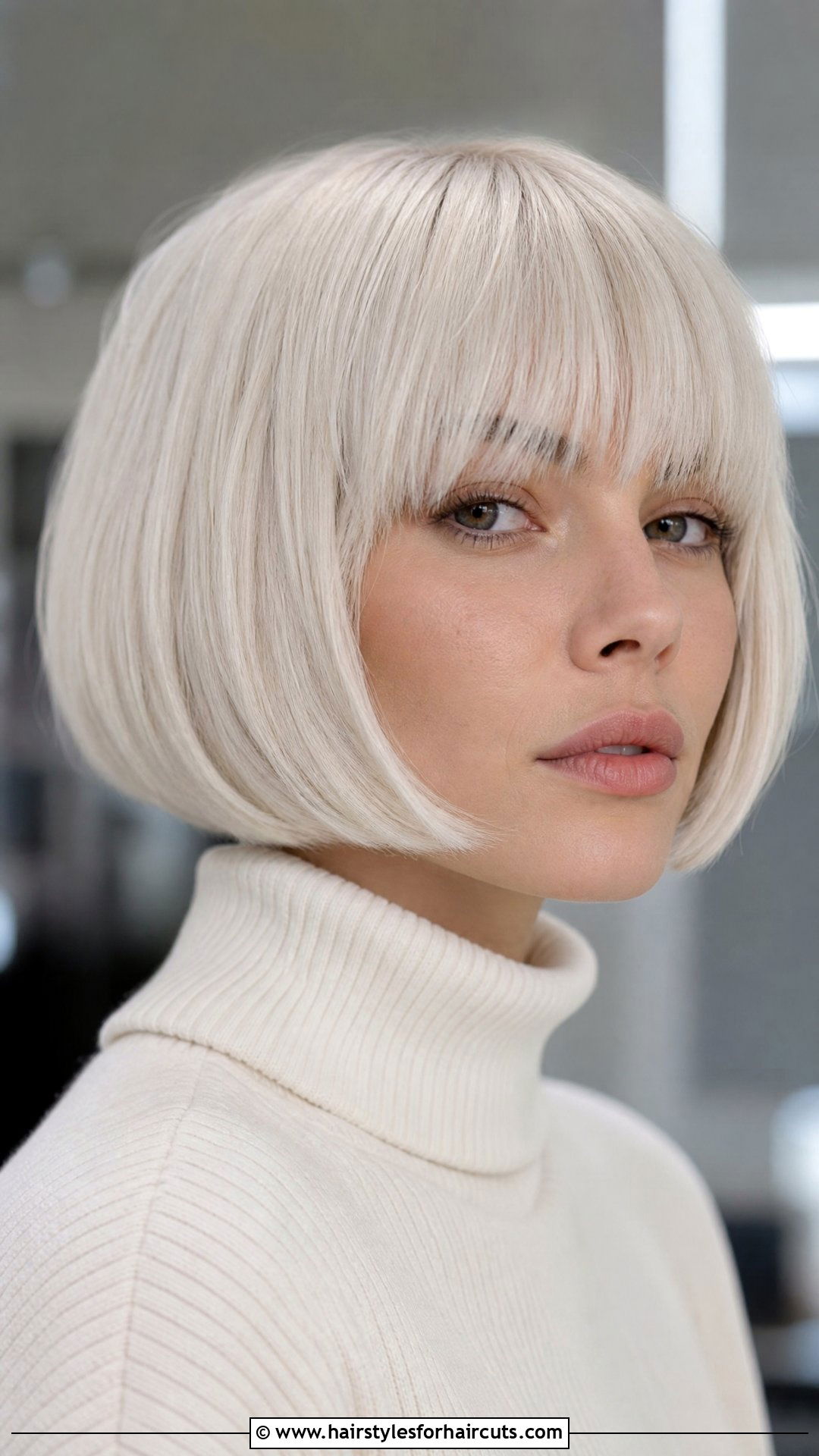 Platinum White French Bob - 25 white hairstyles - 25 white hairstyles