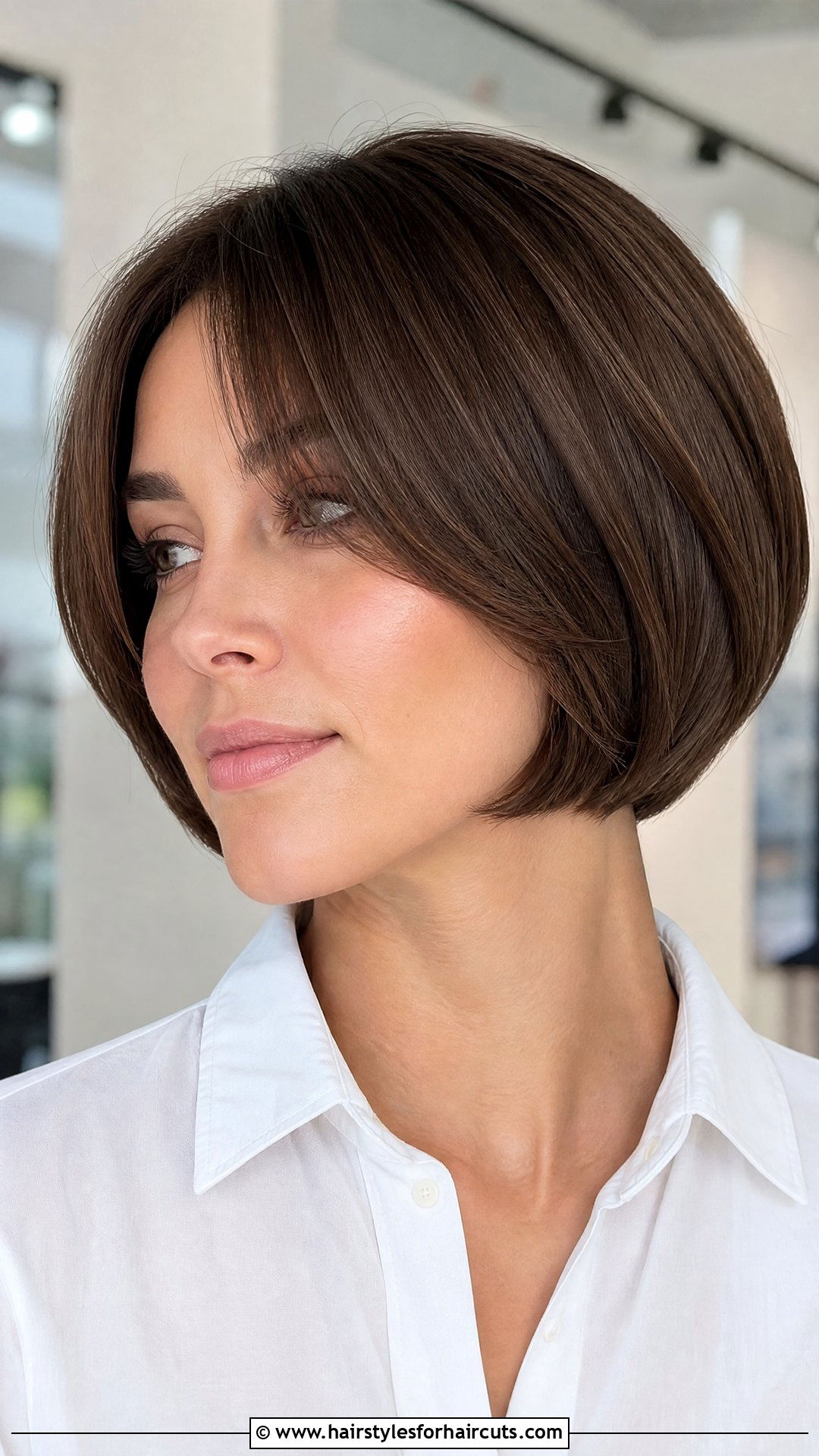 Polished Bob With Hidden Bangs - 25 flight attendant hairstyles - 25 flight attendant hairstyles