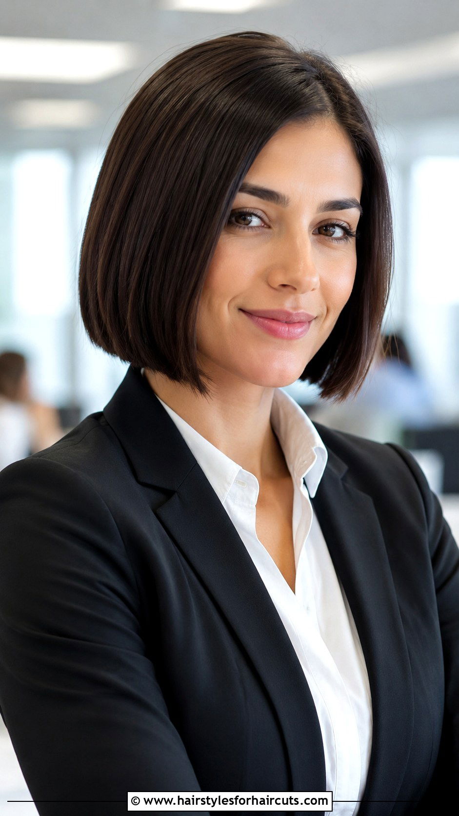 Polished Straight Bob - 25 easy hairstyles for medium hair for work - 25 easy hairstyles for medium hair for work