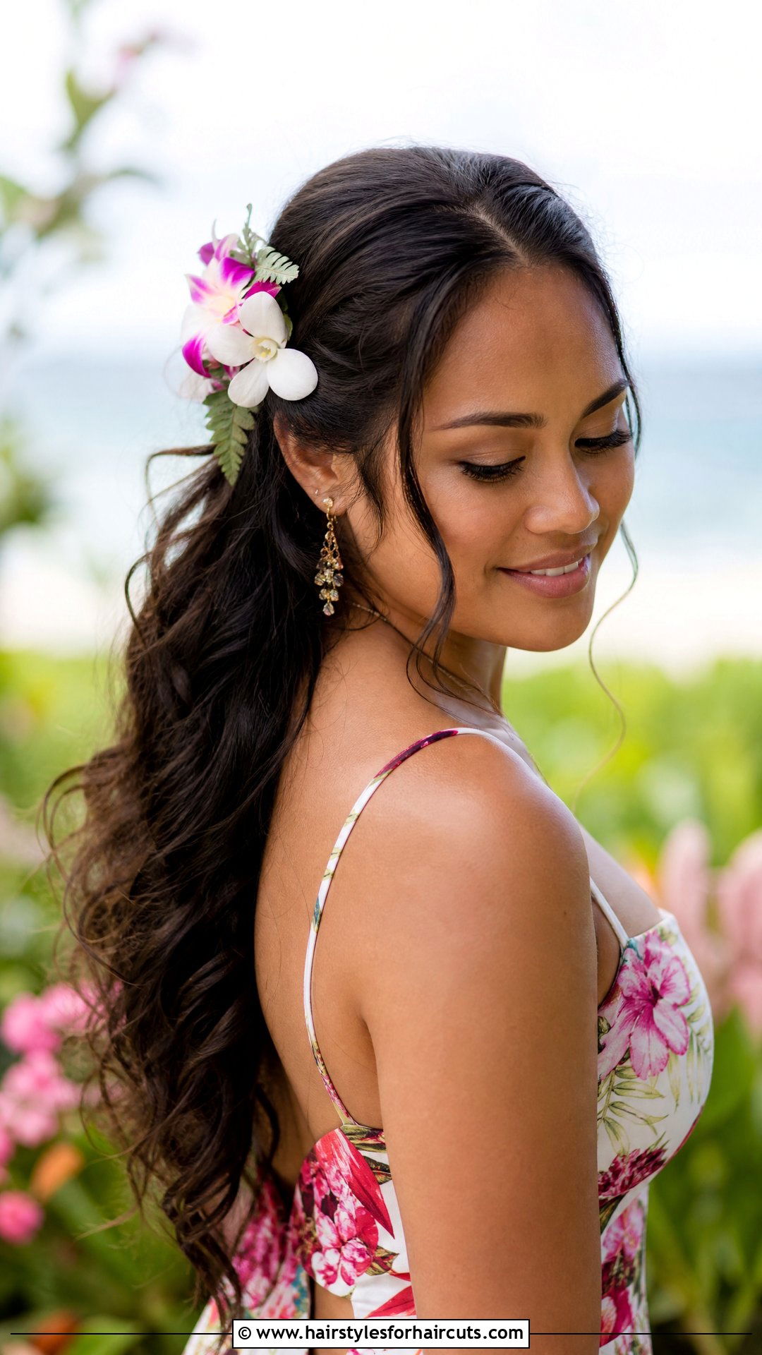 Polynesian Exotic Floral Half Updo - 25 exotic hairstyles - 25 exotic hairstyles