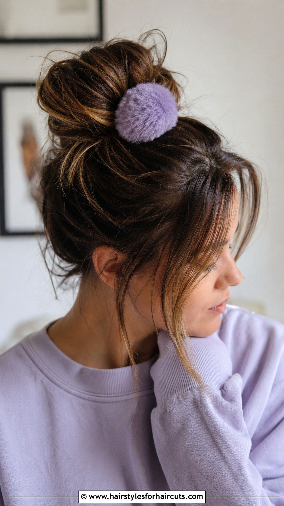 Pom Pom Messy Bun - 25 pom pom hairstyles - 25 pom pom hairstyles