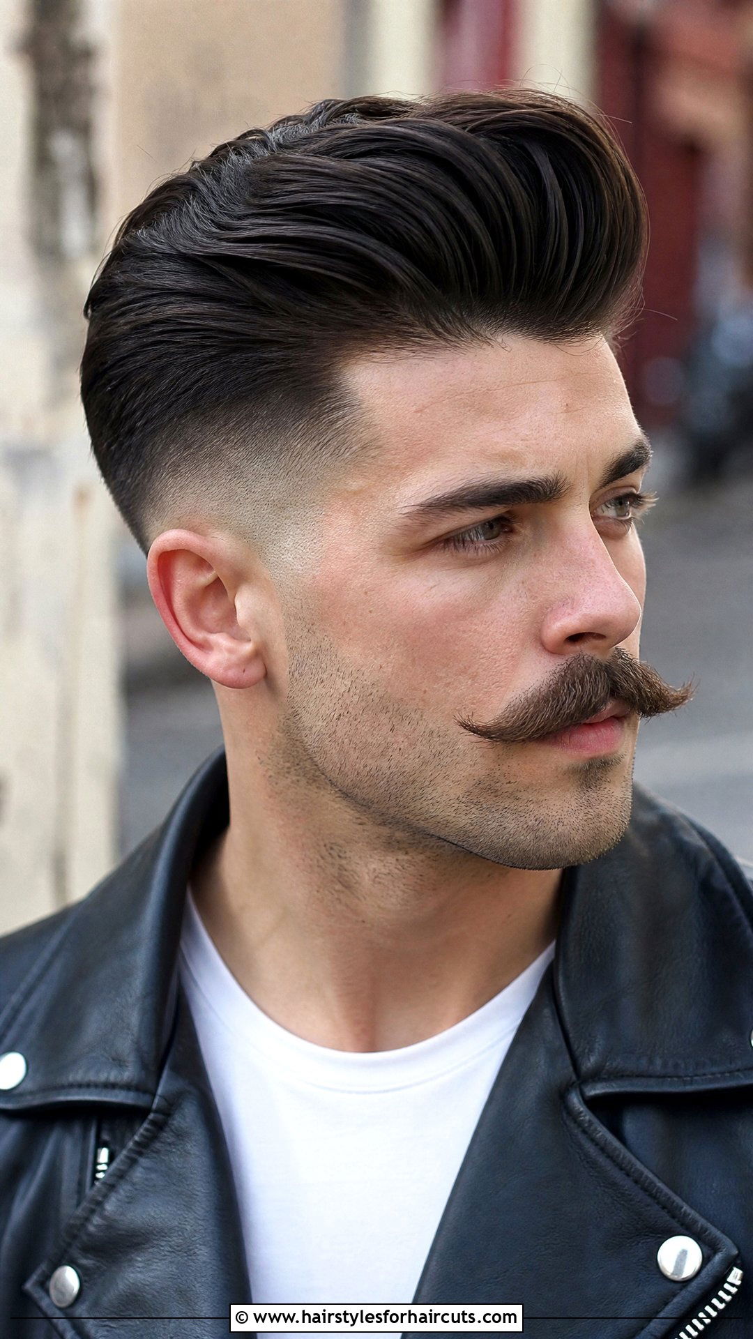 Pompadour With Handlebar Mustache - 25 mustache haircuts - 25 mustache haircuts