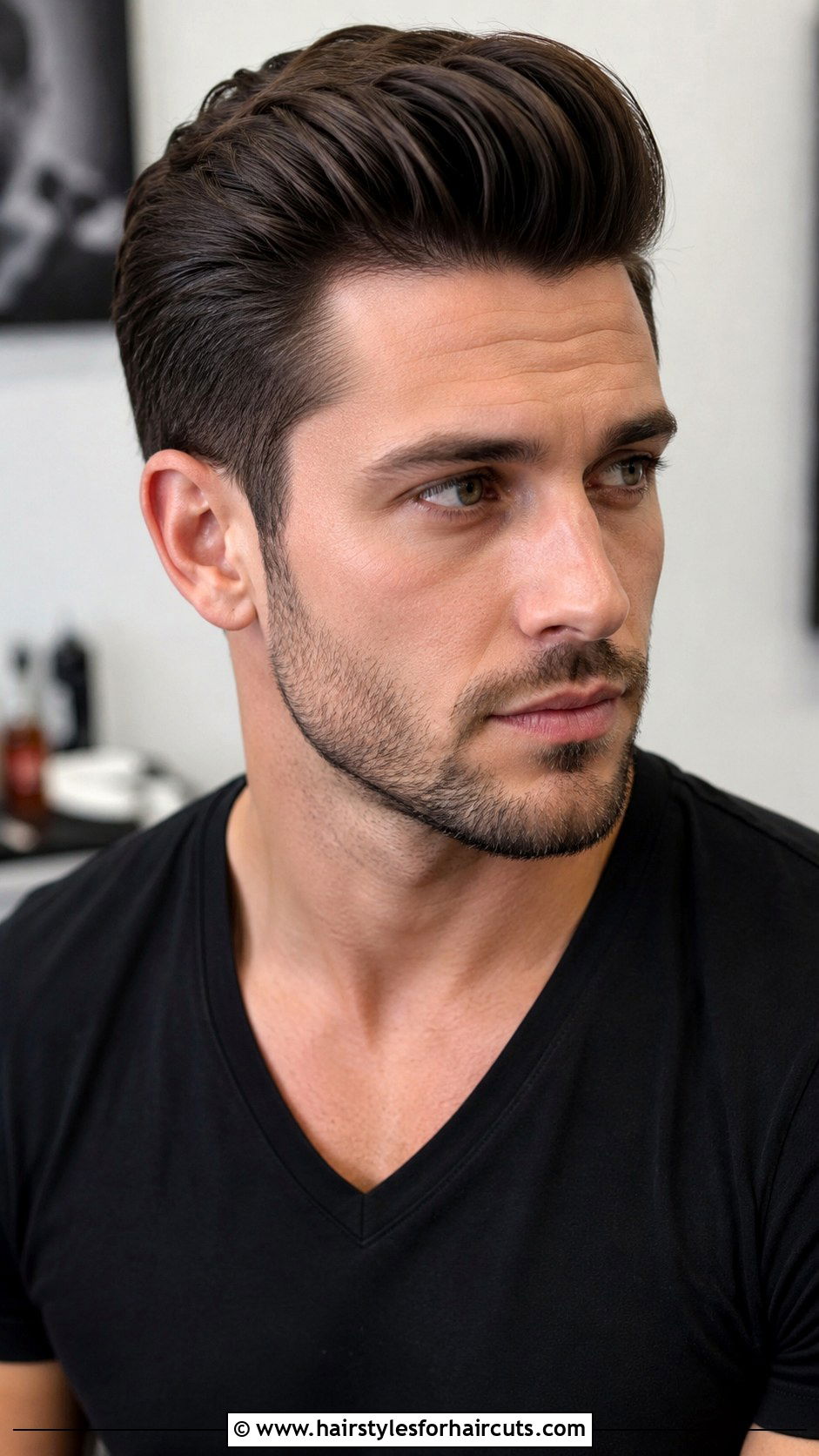Pompadour With Short Beard - 25 haircuts and beard trim - 25 haircuts and beard trim