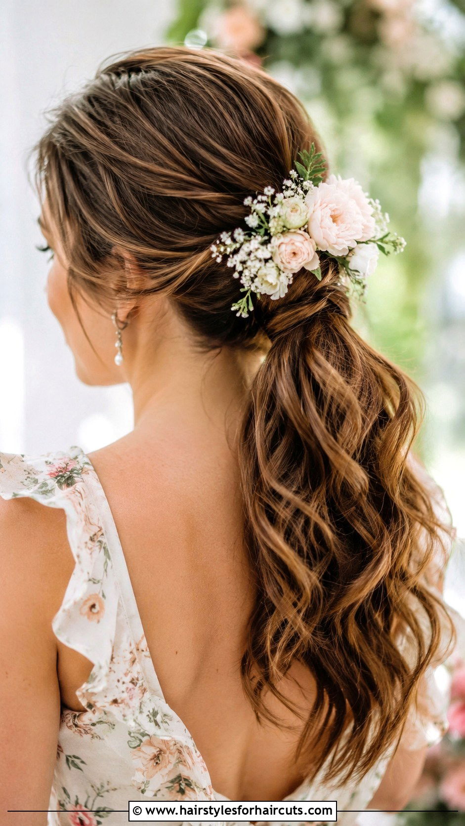 Ponytail With Floral Accessories - 25 wedding ponytail hairstyles for black hair - 25 wedding ponytail hairstyles for black hair